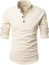 Navkanj Men's Slim Fit Full Sleeve Cotton Beige Color Short Kurta